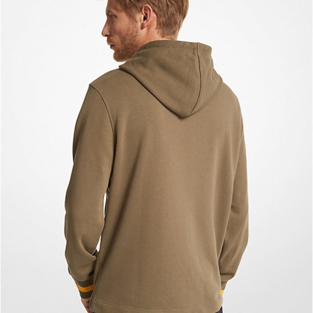 MICHAEL KORS KORS Cotton Blend Rugby Hoodie OF351MA4NF Olive NWT - Picture 2 of 4